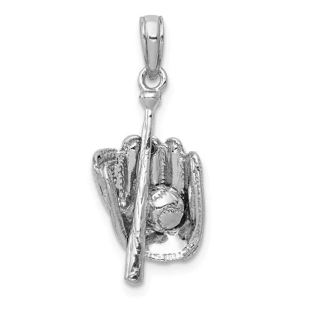 14k White Gold 3D Baseball Pendant, Item P11266 by The Black Bow Jewelry Co.