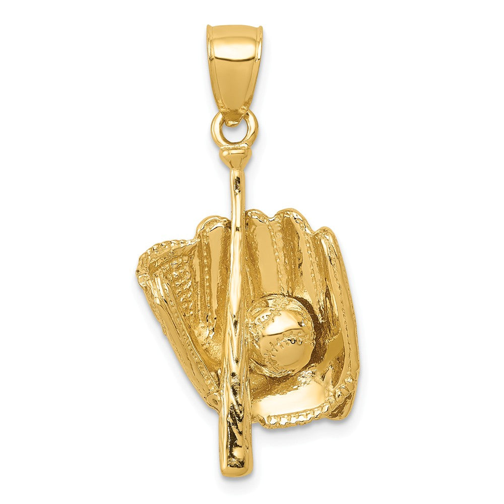 14k Yellow Gold Three Dimensional Baseball Pendant, Item P11267 by The Black Bow Jewelry Co.