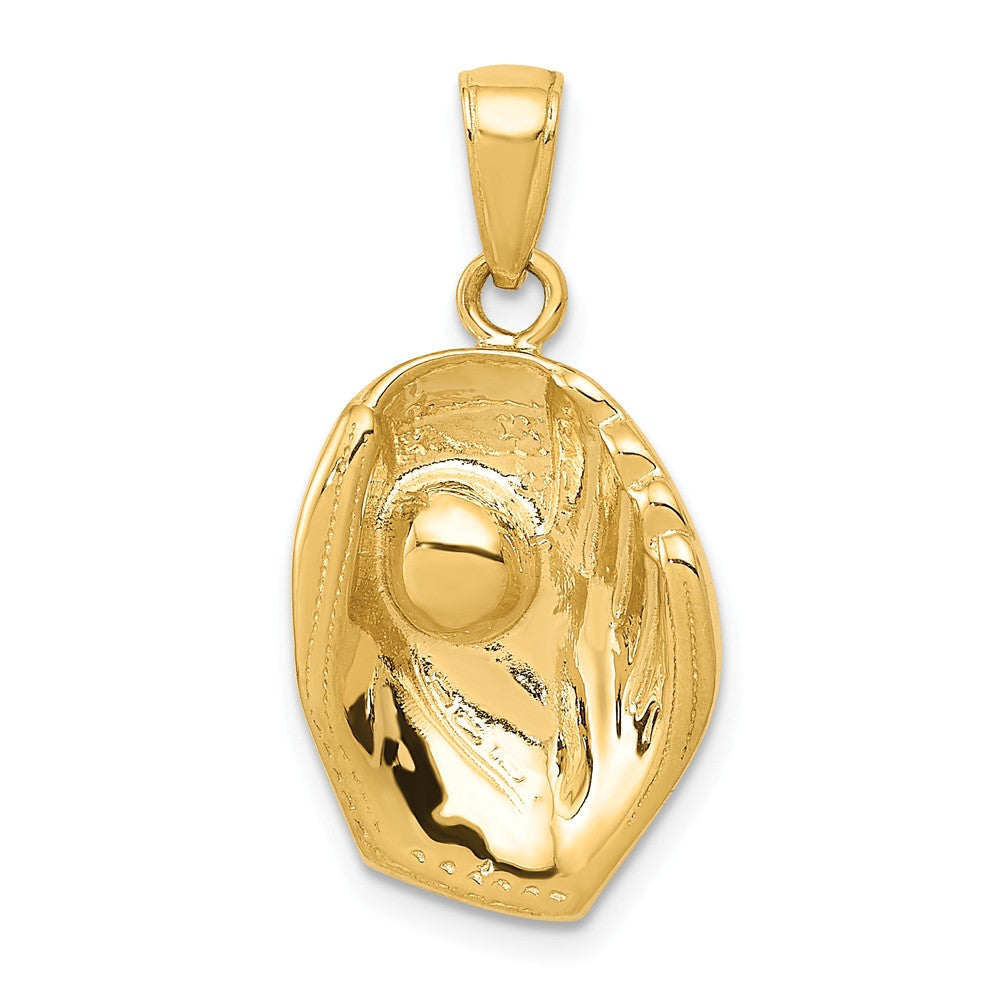 14k Yellow Gold Baseball Glove and Ball Pendant, Item P11269 by The Black Bow Jewelry Co.