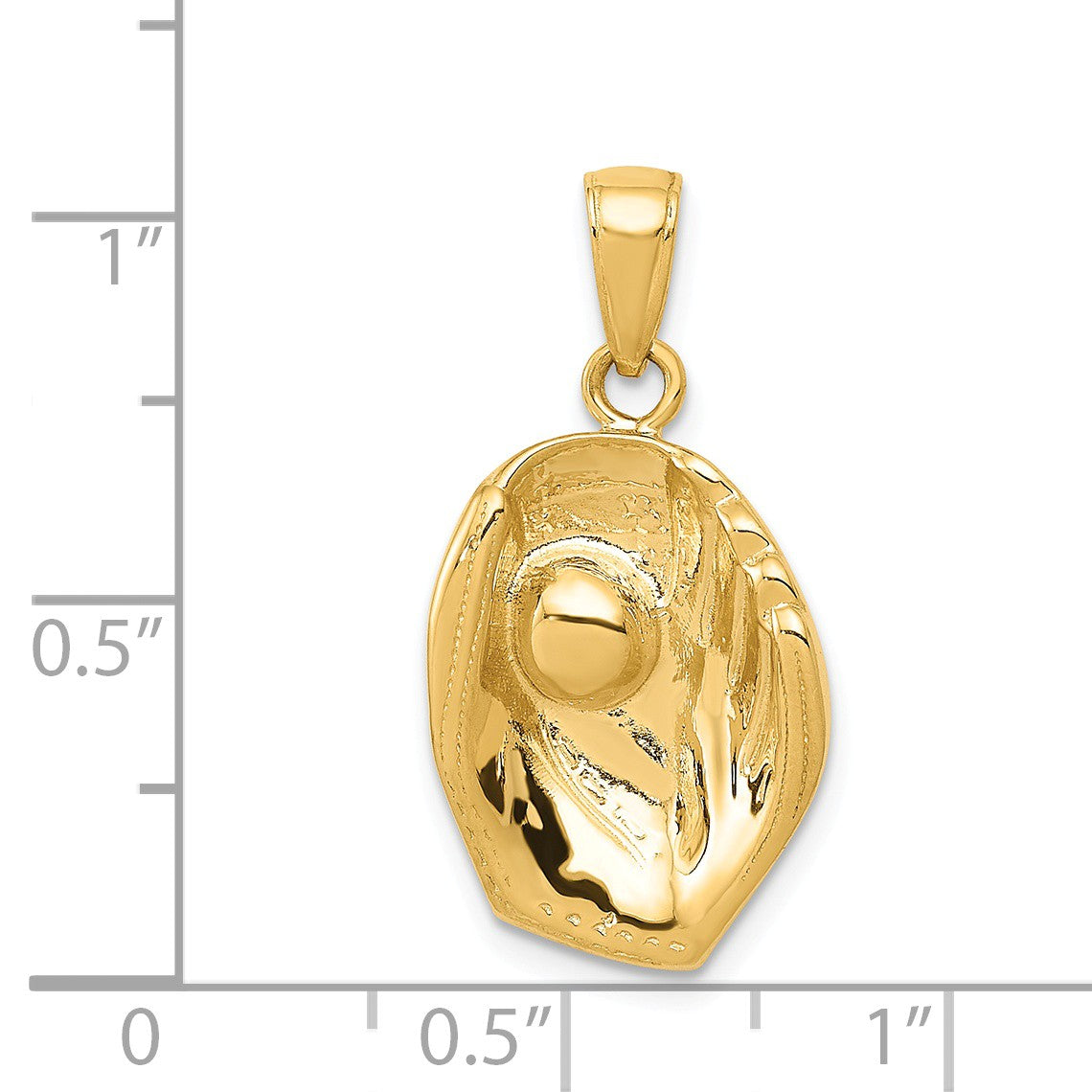 Alternate view of the 14k Yellow Gold Baseball Glove and Ball Pendant by The Black Bow Jewelry Co.