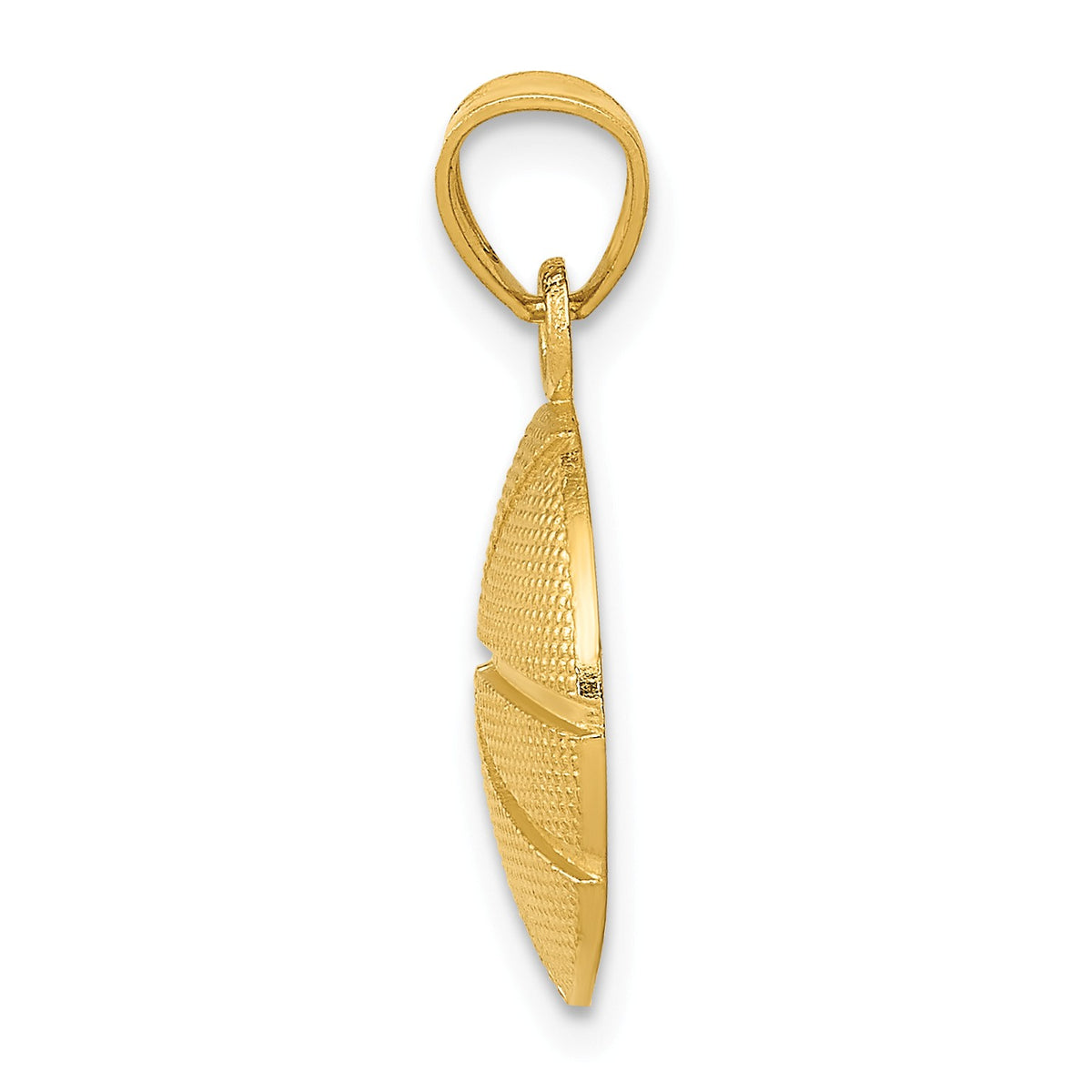 Alternate view of the 14k Yellow Gold Satin and Textured Basketball Pendant, 13mm by The Black Bow Jewelry Co.