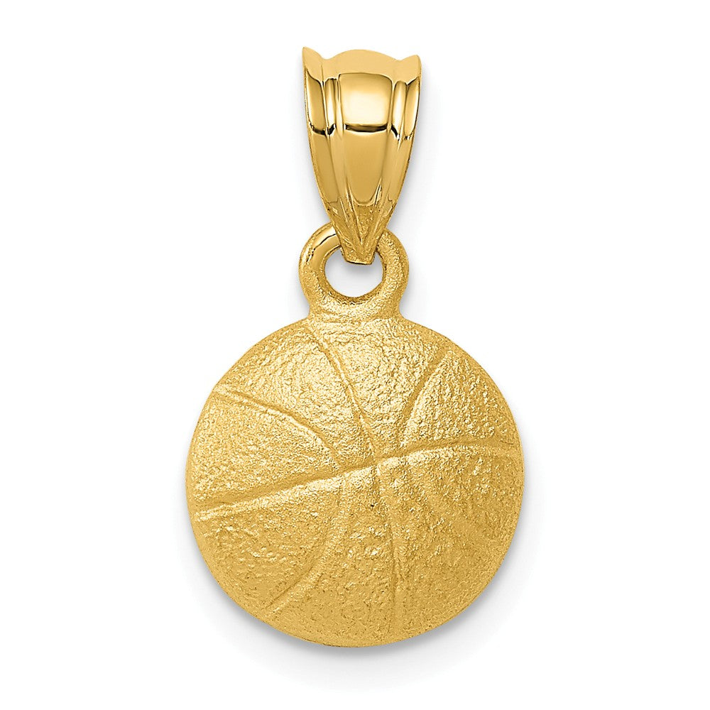 14k Yellow Gold Satin Basketball Pendant, 10mm, Item P11276 by The Black Bow Jewelry Co.