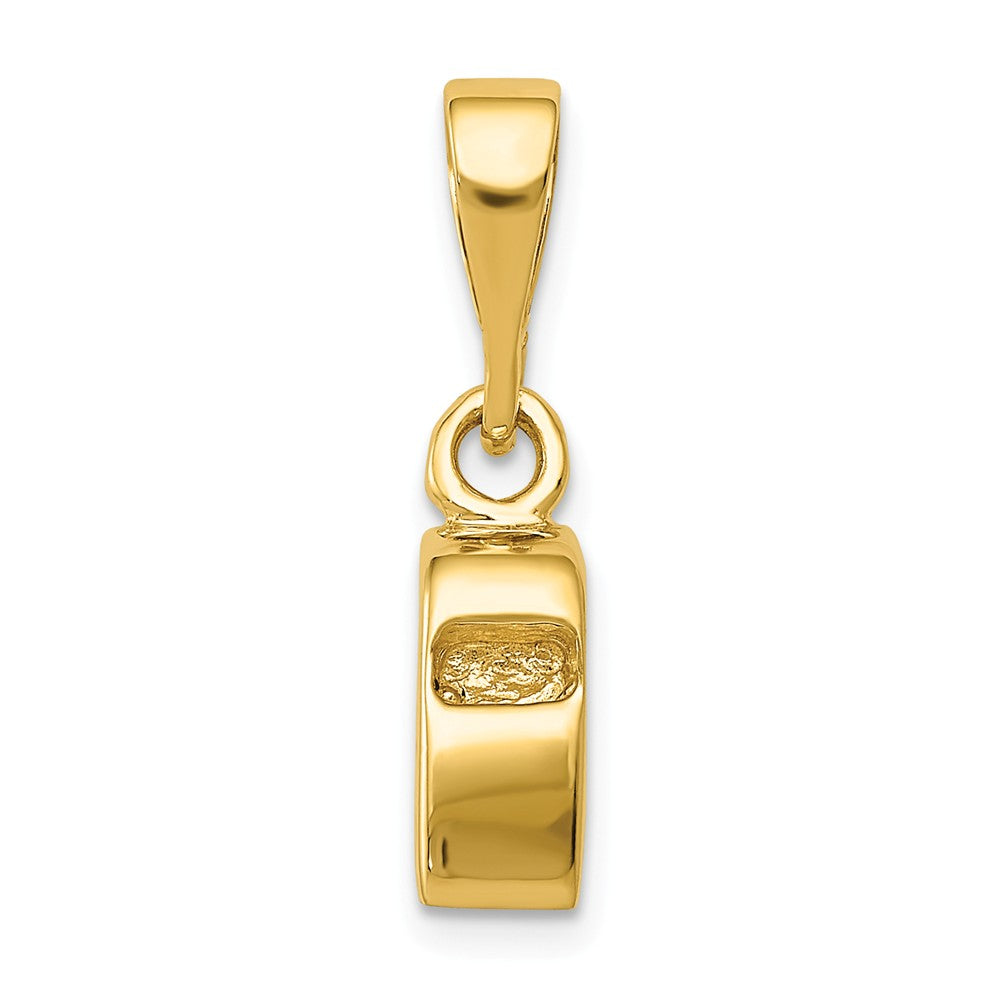 14k Yellow Gold 3D Sports Whistle Pendant, Item P11282 by The Black Bow Jewelry Co.