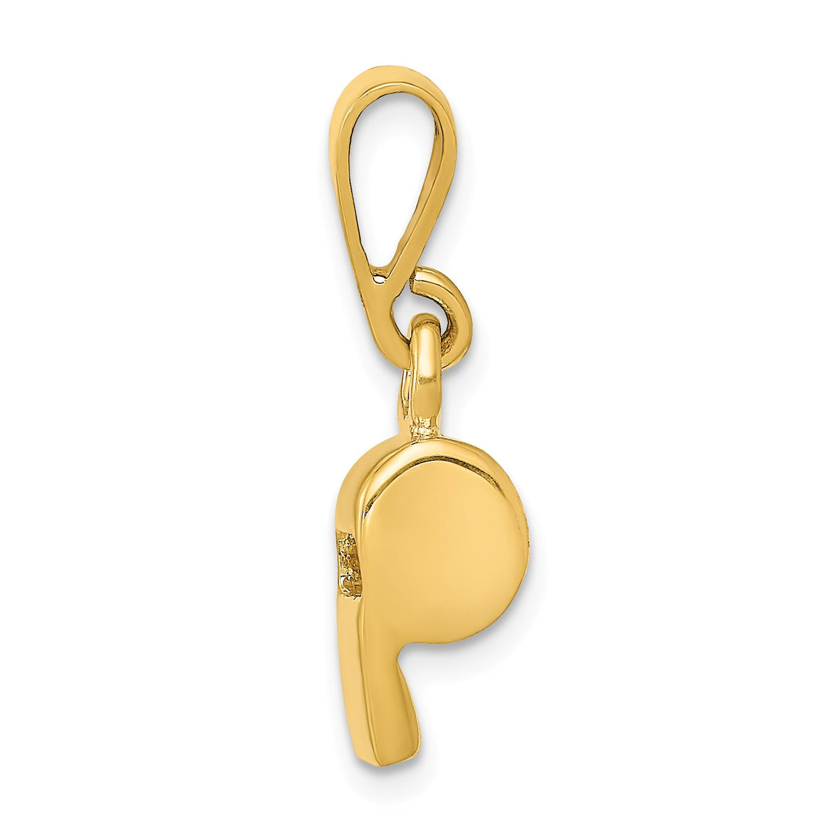Alternate view of the 14k Yellow Gold 3D Sports Whistle Pendant by The Black Bow Jewelry Co.