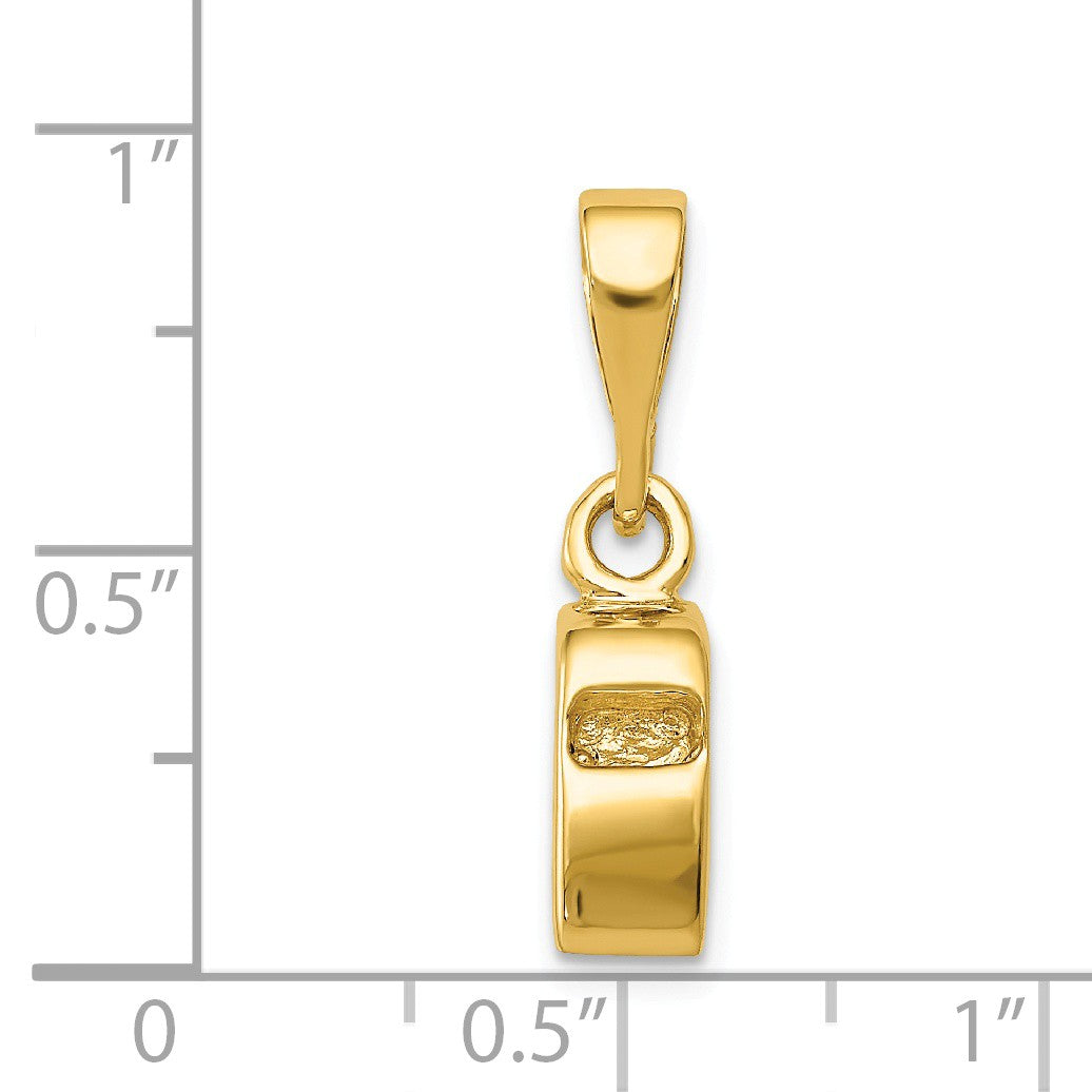 Alternate view of the 14k Yellow Gold 3D Sports Whistle Pendant by The Black Bow Jewelry Co.