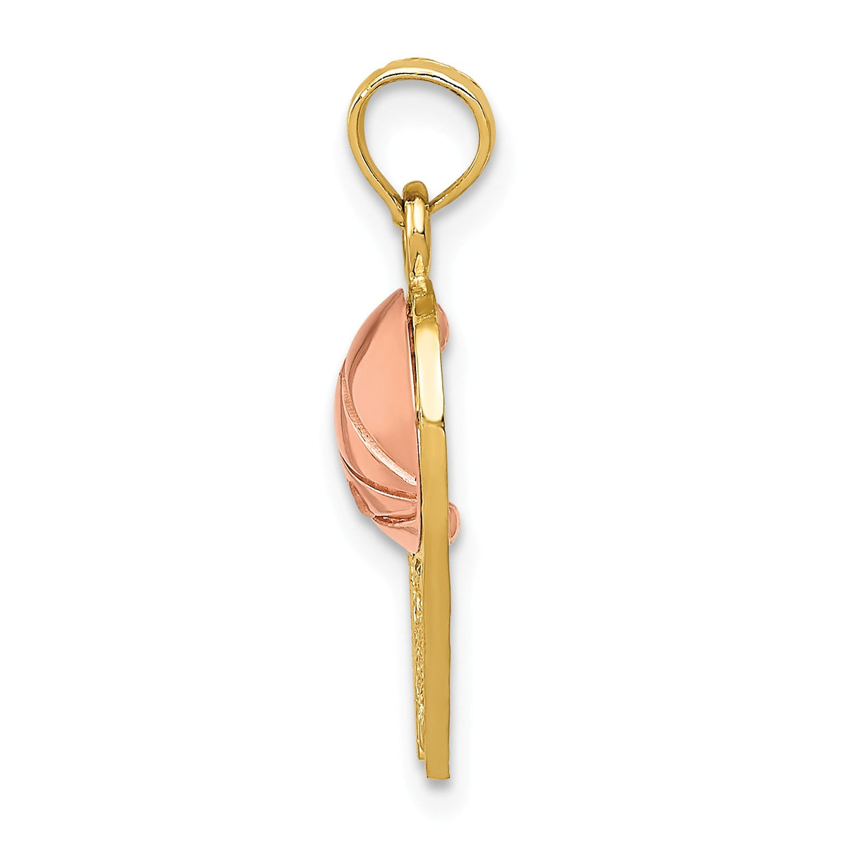 Alternate view of the 14k Yellow and Rose Gold Basketball Hoop and Ball Pendant by The Black Bow Jewelry Co.