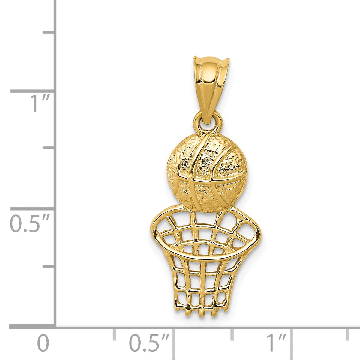 Alternate view of the 14k Yellow Gold Basketball and Net Pendant by The Black Bow Jewelry Co.