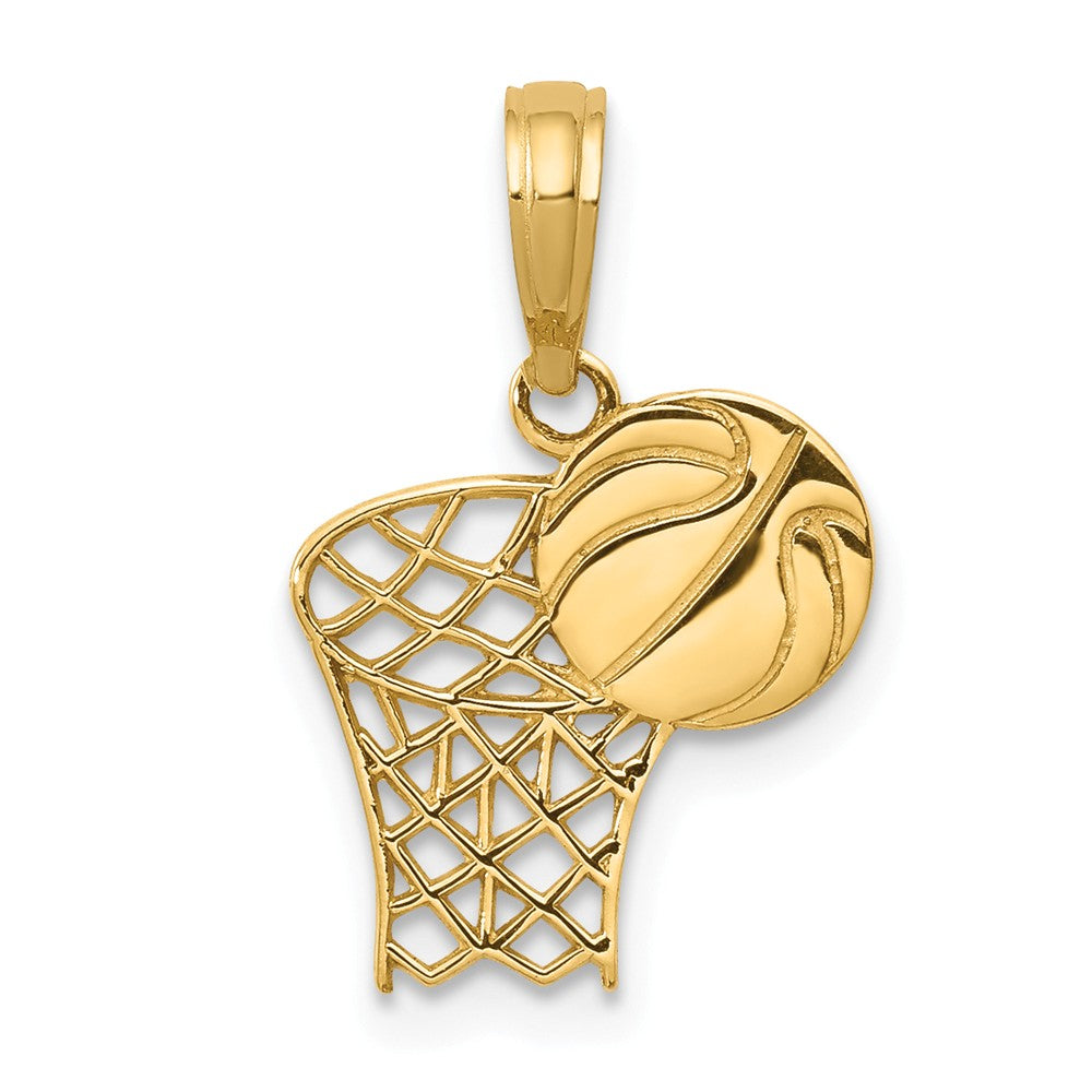 14k Yellow Gold Basketball Hoop Pendant, Item P11296 by The Black Bow Jewelry Co.
