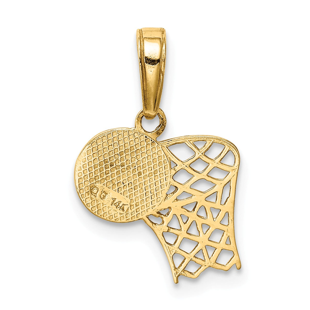 Alternate view of the 14k Yellow Gold Basketball Hoop Pendant by The Black Bow Jewelry Co.