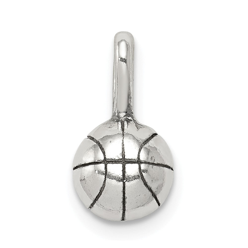Sterling Silver 7mm Antiqued 3D Basketball Charm, Item P11298 by The Black Bow Jewelry Co.