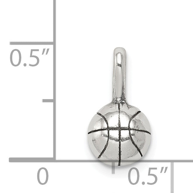 Alternate view of the Sterling Silver 7mm Antiqued 3D Basketball Charm by The Black Bow Jewelry Co.