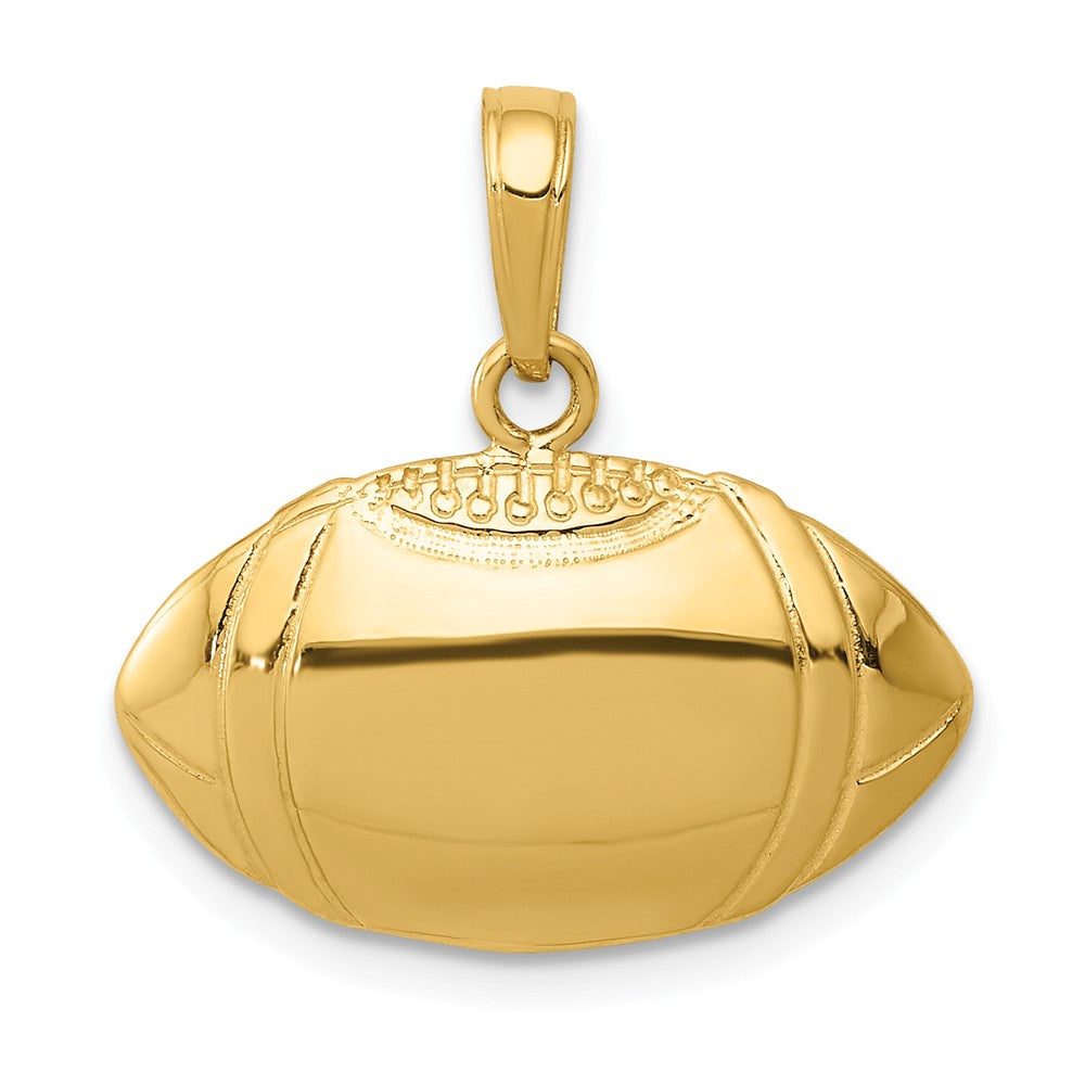 14k Yellow Gold Football Profile Pendant, 20mm, Item P11302 by The Black Bow Jewelry Co.