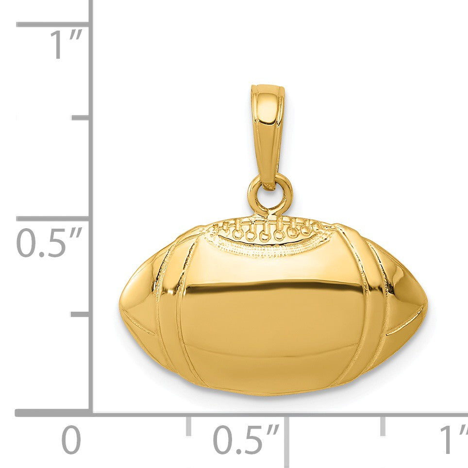 Alternate view of the 14k Yellow Gold Football Profile Pendant, 20mm by The Black Bow Jewelry Co.
