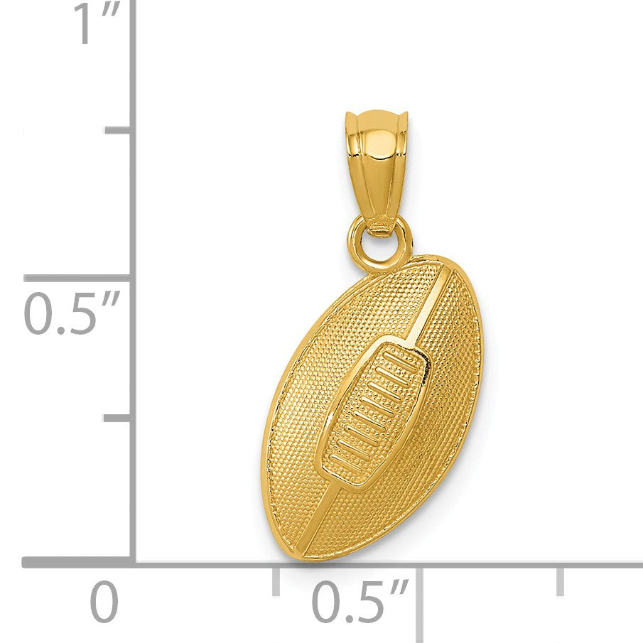 Alternate view of the 14k Yellow Gold Textured Football Pendant by The Black Bow Jewelry Co.