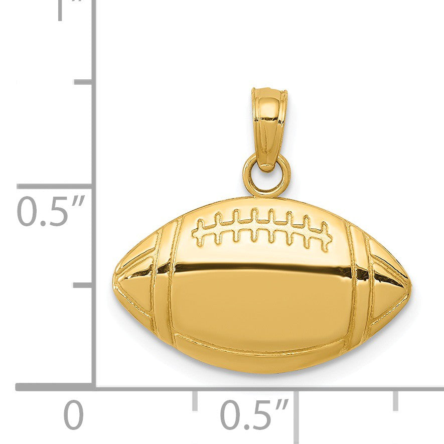 Alternate view of the 14k Yellow Gold Football Profile Pendant, 18mm by The Black Bow Jewelry Co.