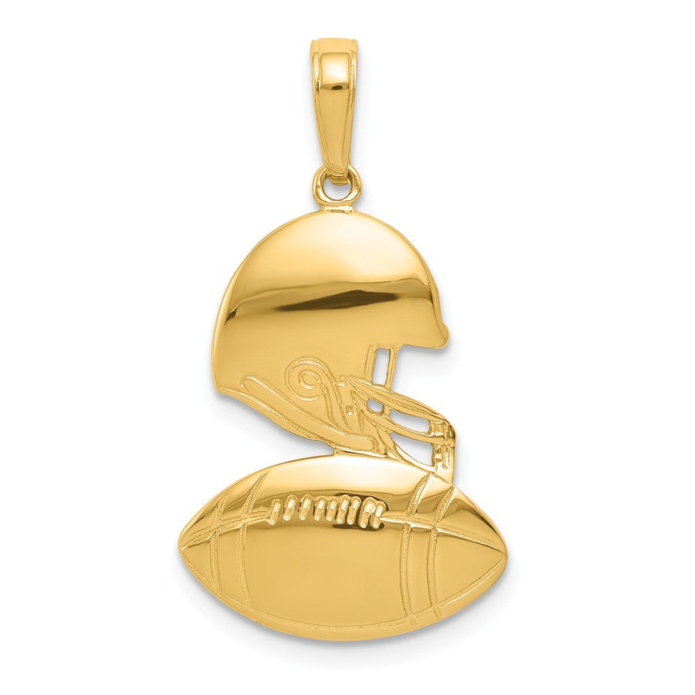 14k Yellow Gold Football and Helmet Pendant, Item P11305 by The Black Bow Jewelry Co.