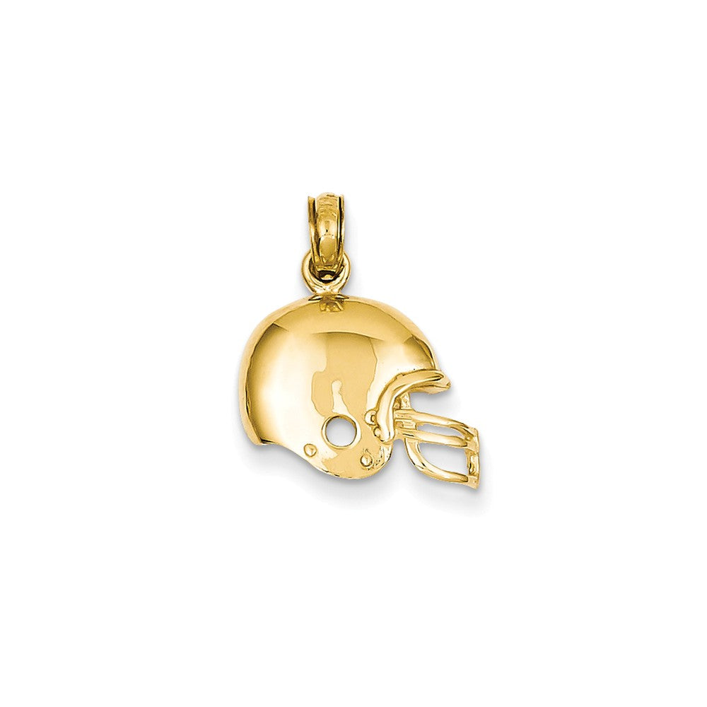 14k Yellow Gold Polished Football Helmet Pendant, 15mm, Item P11306 by The Black Bow Jewelry Co.