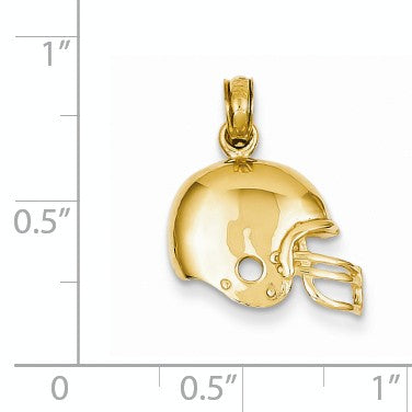 Alternate view of the 14k Yellow Gold Polished Football Helmet Pendant, 15mm by The Black Bow Jewelry Co.