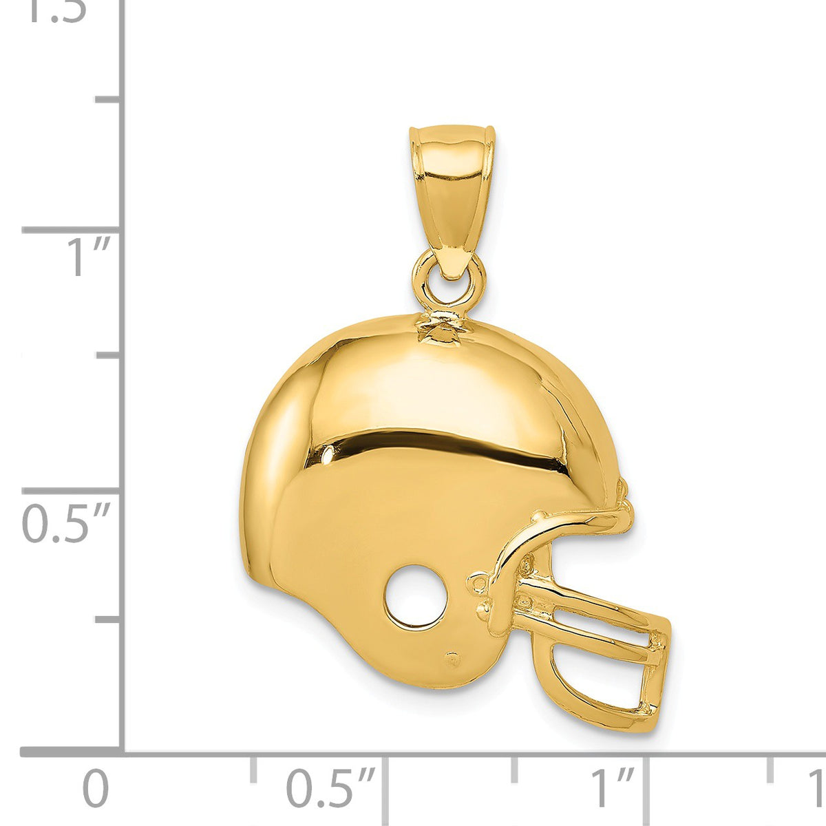 Alternate view of the 14k Yellow Gold Polished Football Helmet Pendant, 22mm by The Black Bow Jewelry Co.