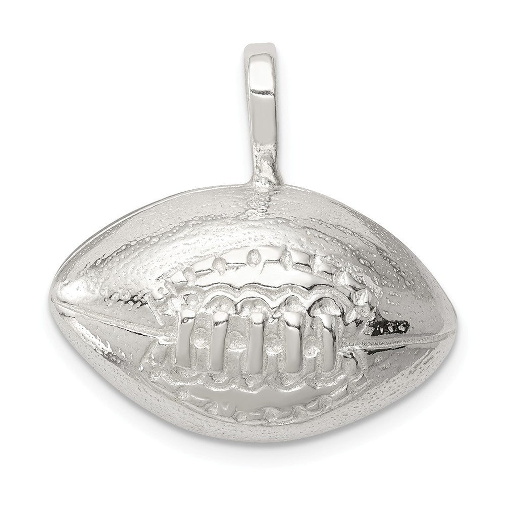 Sterling Silver 22mm Polished Football Pendant, Item P11311 by The Black Bow Jewelry Co.