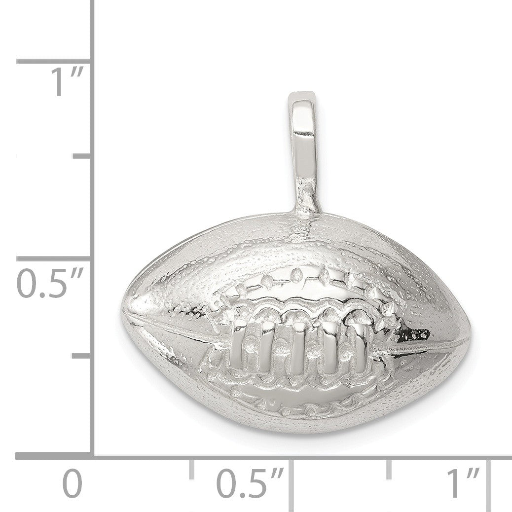 Alternate view of the Sterling Silver 22mm Polished Football Pendant by The Black Bow Jewelry Co.
