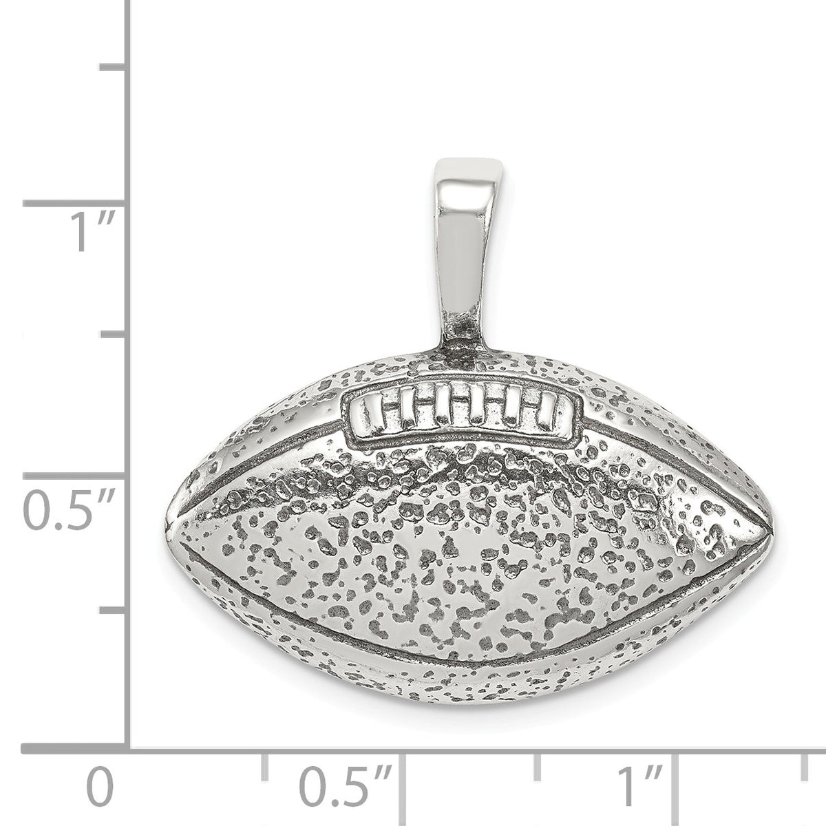 Alternate view of the Sterling Silver 28mm Antiqued Football Profile Pendant by The Black Bow Jewelry Co.