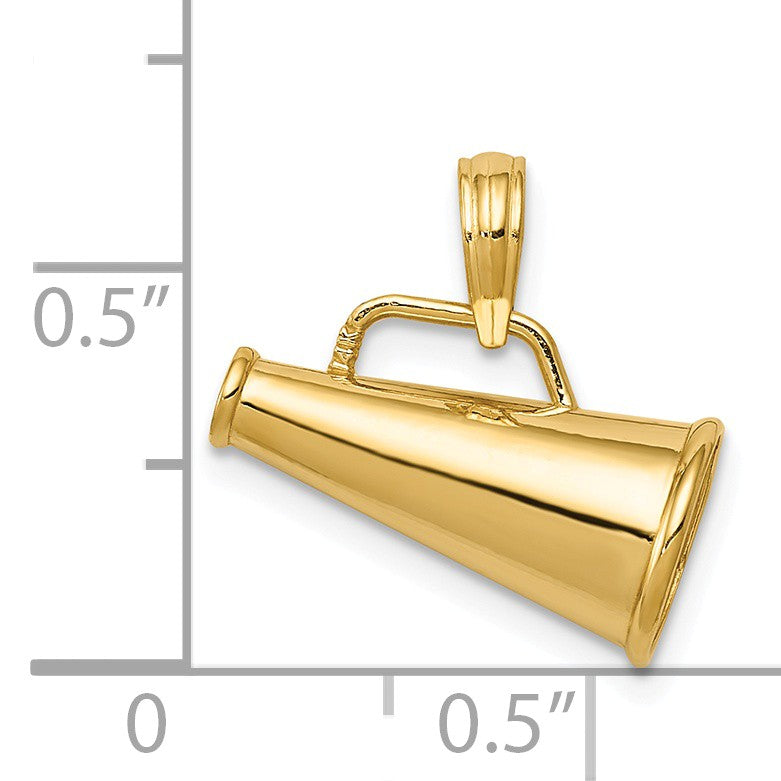 Alternate view of the 14k Yellow Gold 3D Polished Megaphone by The Black Bow Jewelry Co.