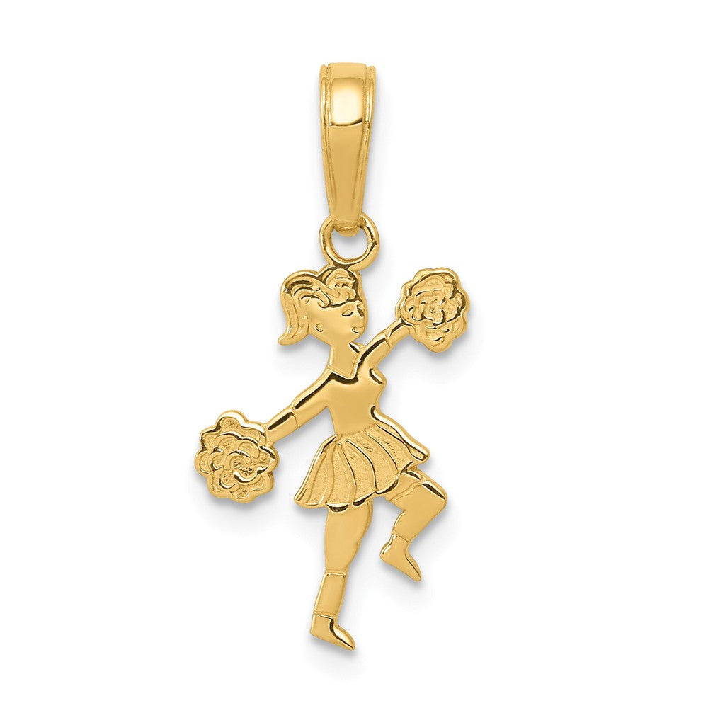 14k Yellow Gold Small Cheerleader Pendant, Item P11324 by The Black Bow Jewelry Co.