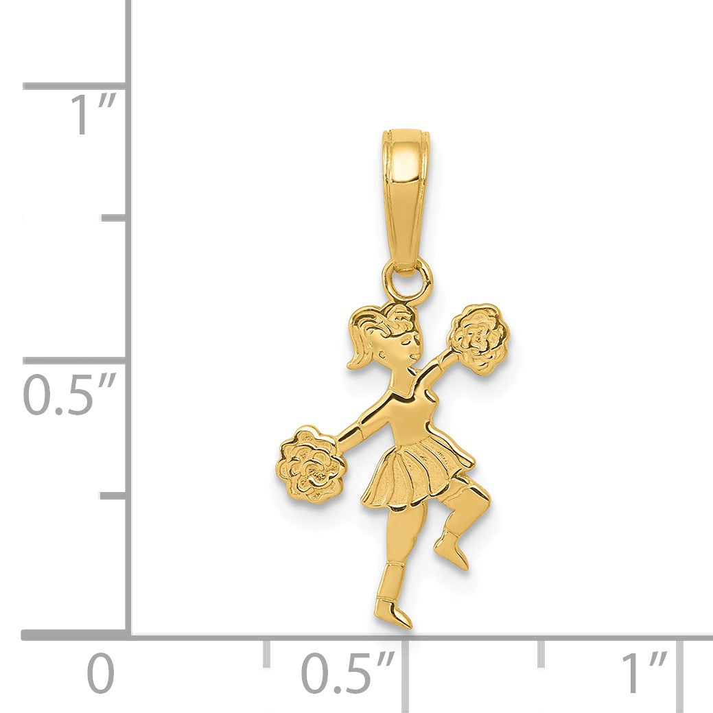 Alternate view of the 14k Yellow Gold Small Cheerleader Pendant by The Black Bow Jewelry Co.