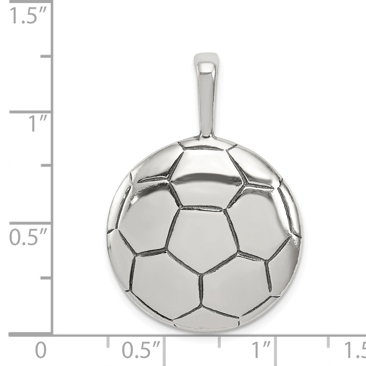 Alternate view of the Sterling Silver 22mm Domed Antiqued Soccer Ball Pendant by The Black Bow Jewelry Co.
