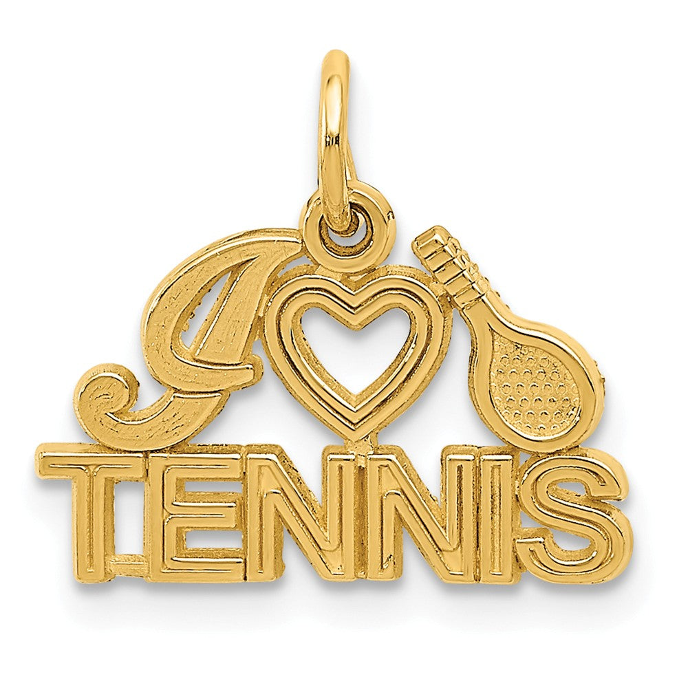 14k Yellow Gold I Heart Tennis Script Pendant, Item P11358 by The Black Bow Jewelry Co.