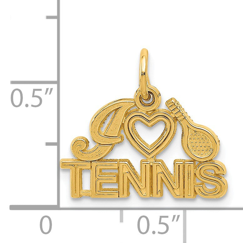 Alternate view of the 14k Yellow Gold I Heart Tennis Script Pendant by The Black Bow Jewelry Co.
