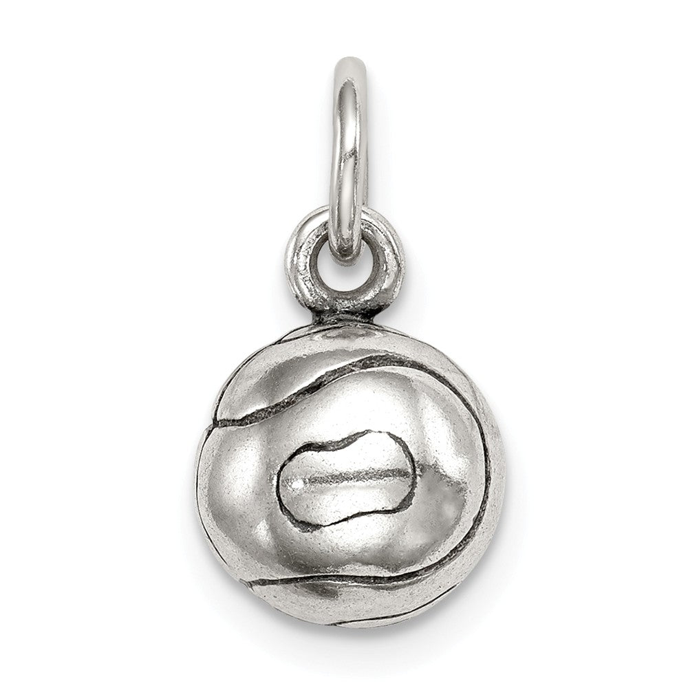 Sterling Silver 9mm Antiqued 3D Tennis Ball Charm, Item P11360 by The Black Bow Jewelry Co.