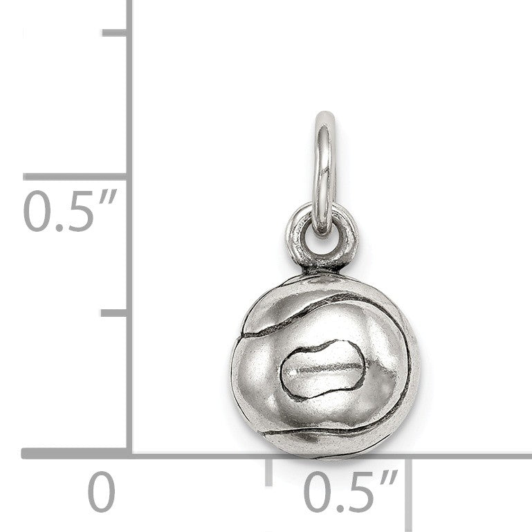 Alternate view of the Sterling Silver 9mm Antiqued 3D Tennis Ball Charm by The Black Bow Jewelry Co.
