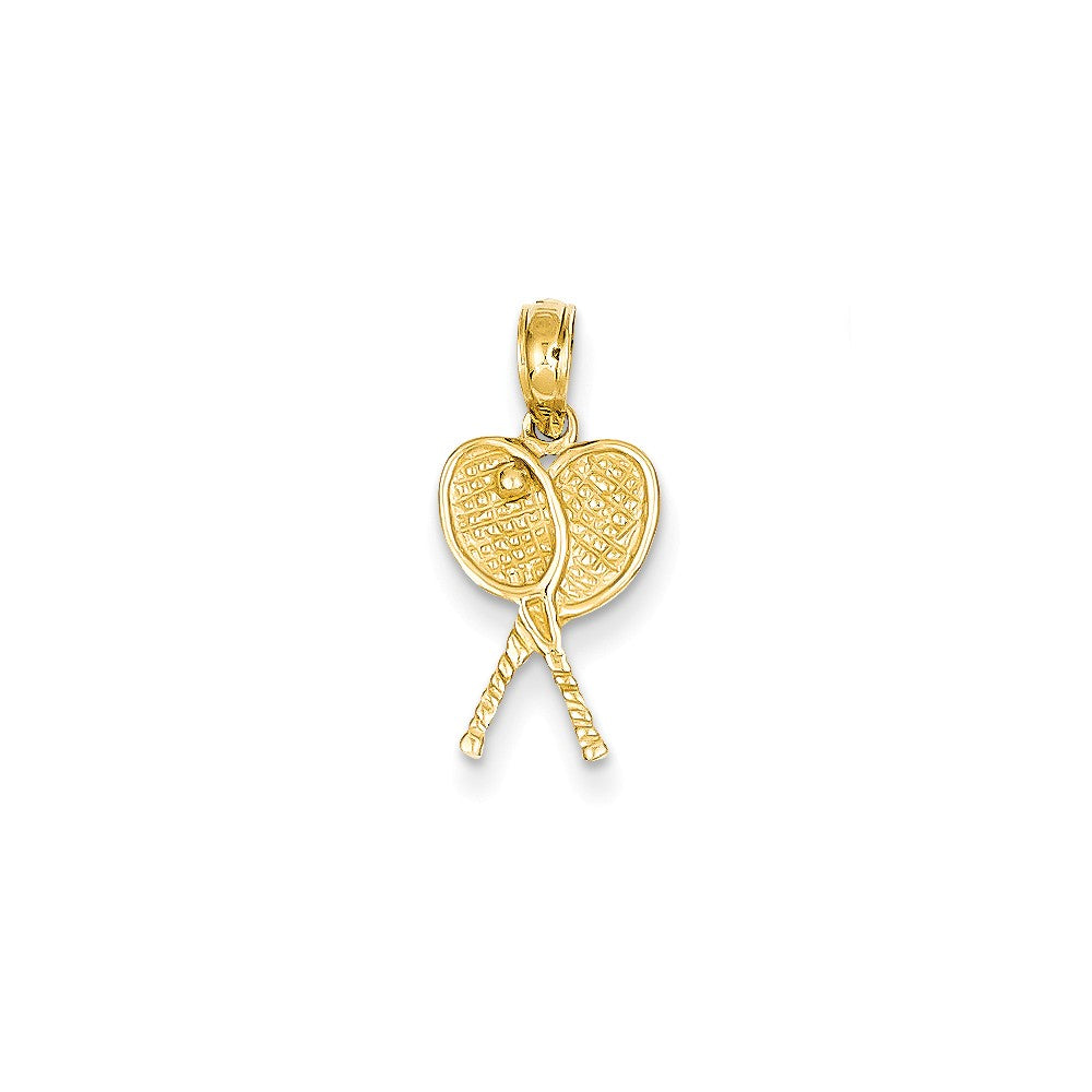 14k Yellow Gold Petite Tennis Racquets Pendant, Item P11369 by The Black Bow Jewelry Co.