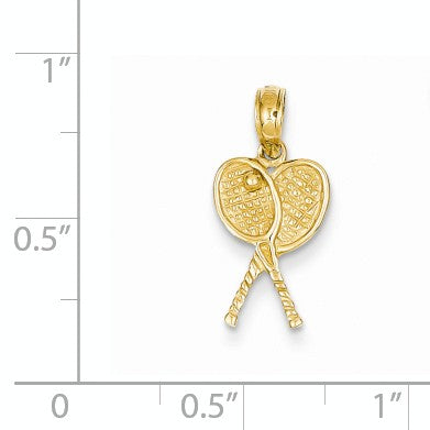 Alternate view of the 14k Yellow Gold Petite Tennis Racquets Pendant by The Black Bow Jewelry Co.