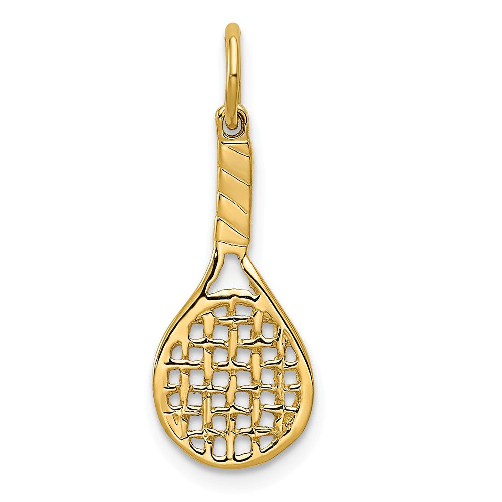 14k Yellow Gold 3D Racquet Charm / Pendant, Item P11371 by The Black Bow Jewelry Co.