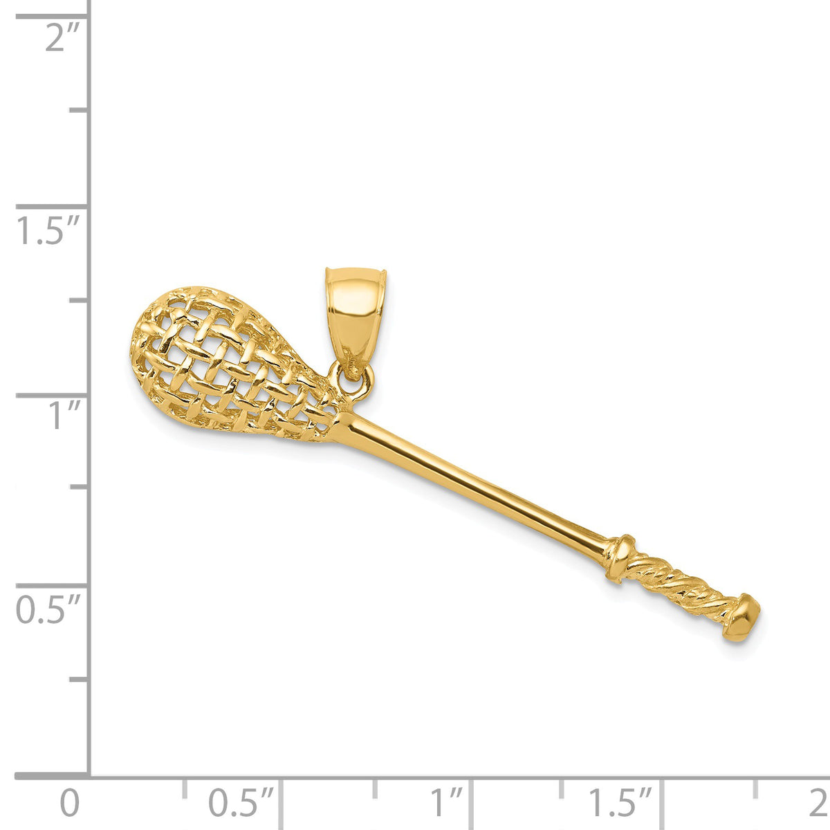 Alternate view of the 14k Yellow Gold Large 3D Lacrosse Stick Pendant by The Black Bow Jewelry Co.