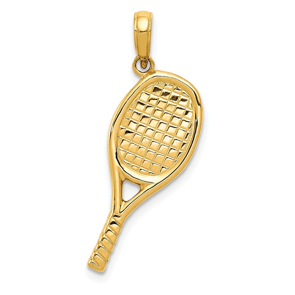 14k Yellow Gold Three Dimensional Racquetball Pendant, Item P11384 by The Black Bow Jewelry Co.