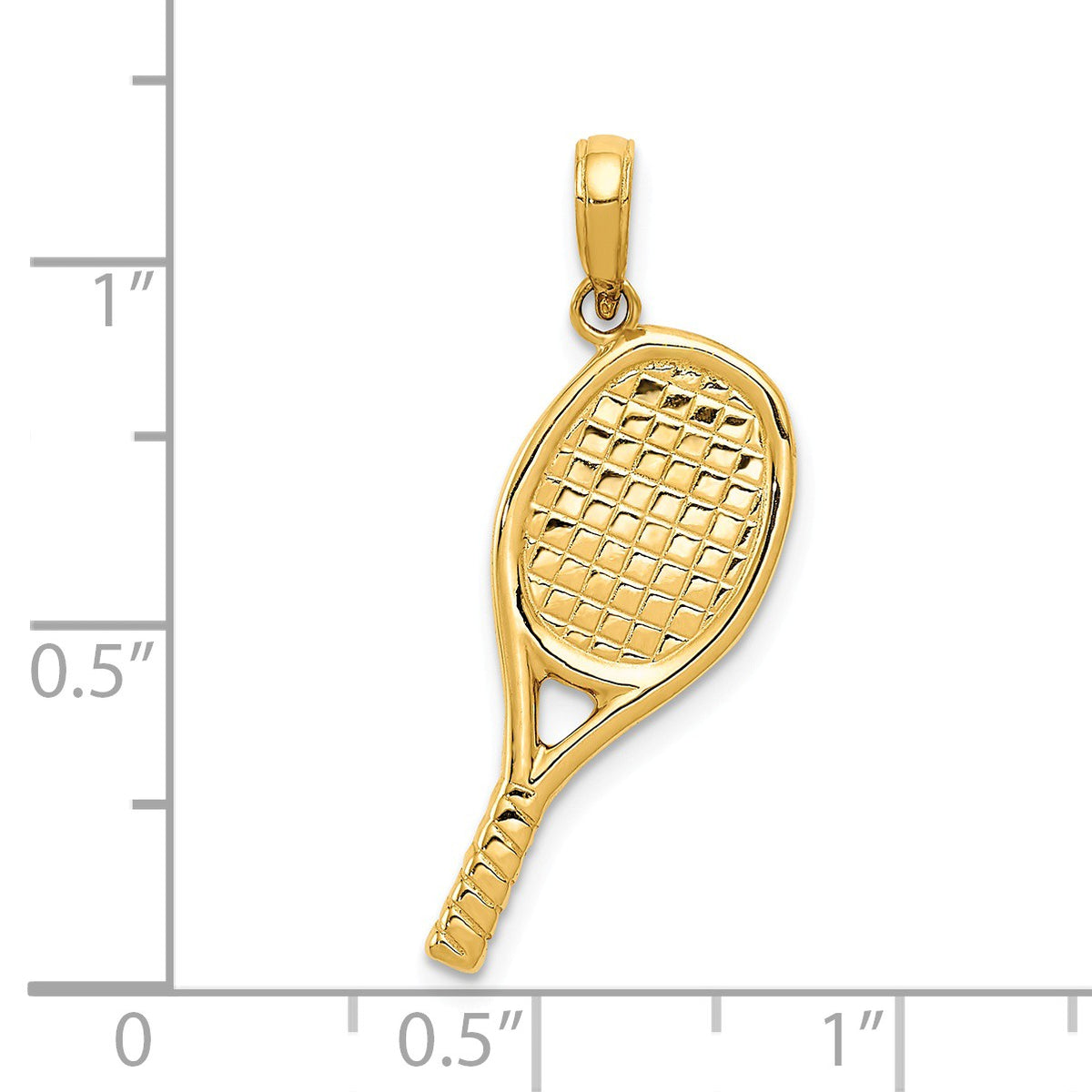 Alternate view of the 14k Yellow Gold Three Dimensional Racquetball Pendant by The Black Bow Jewelry Co.