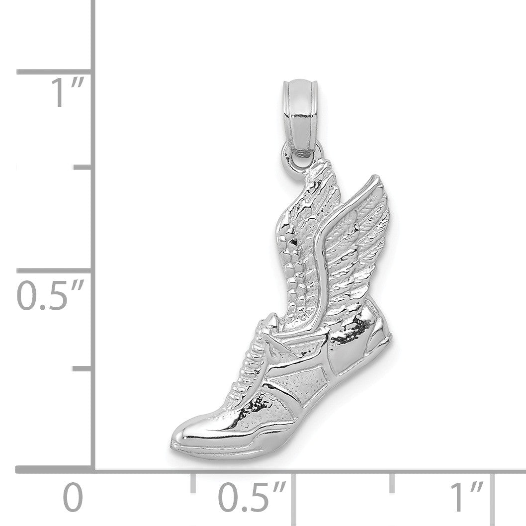 Alternate view of the 14k White Gold Winged Running Shoe Pendant by The Black Bow Jewelry Co.