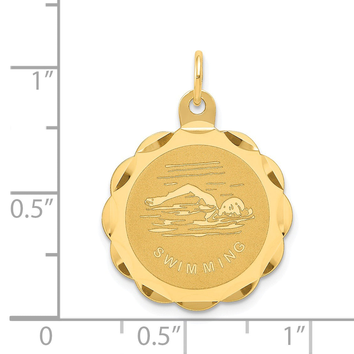 Alternate view of the 14k Yellow Gold 20mm Swimming Disc Pendant by The Black Bow Jewelry Co.