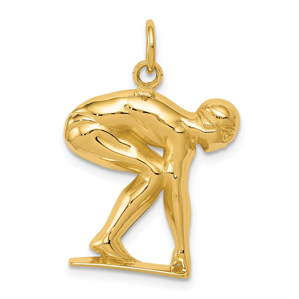 14k Yellow Gold Swimmer / Diver Pendant, Item P11394 by The Black Bow Jewelry Co.