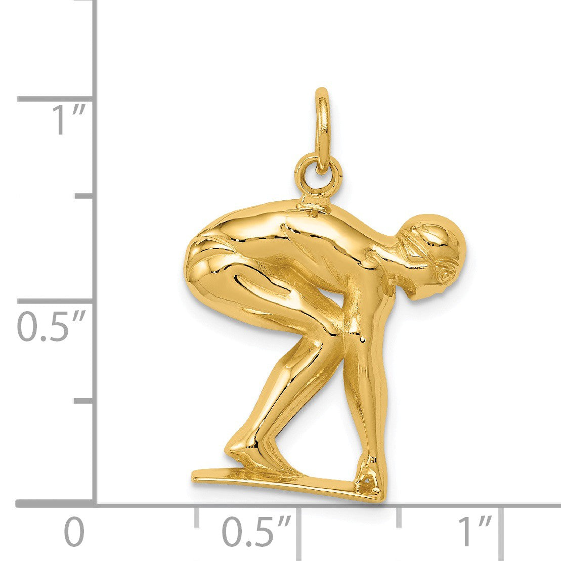 Alternate view of the 14k Yellow Gold Swimmer / Diver Pendant by The Black Bow Jewelry Co.