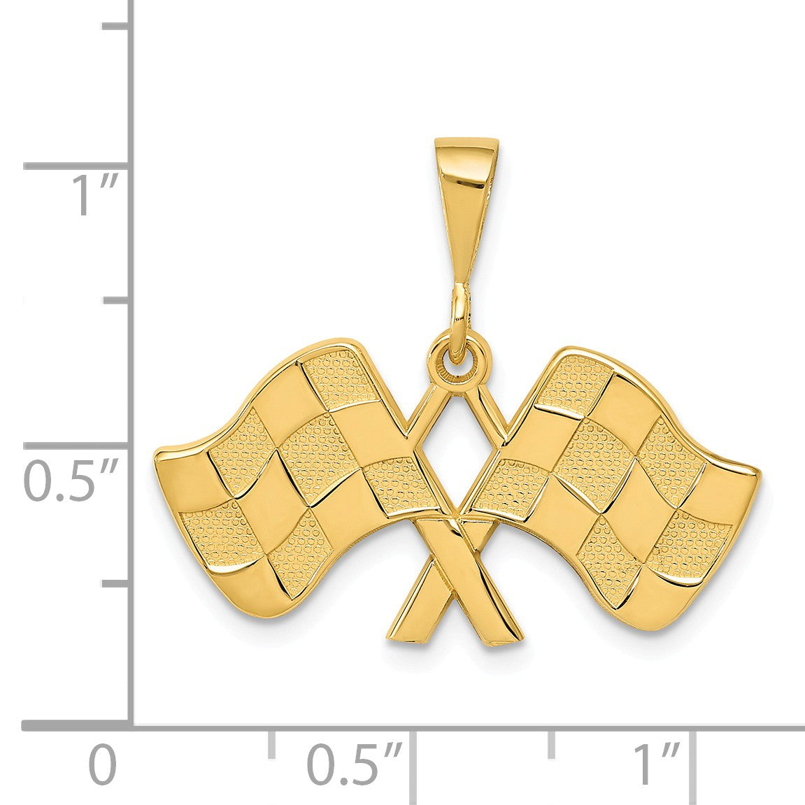 Alternate view of the 14k Yellow Gold Checkered Racing Flags Pendant by The Black Bow Jewelry Co.
