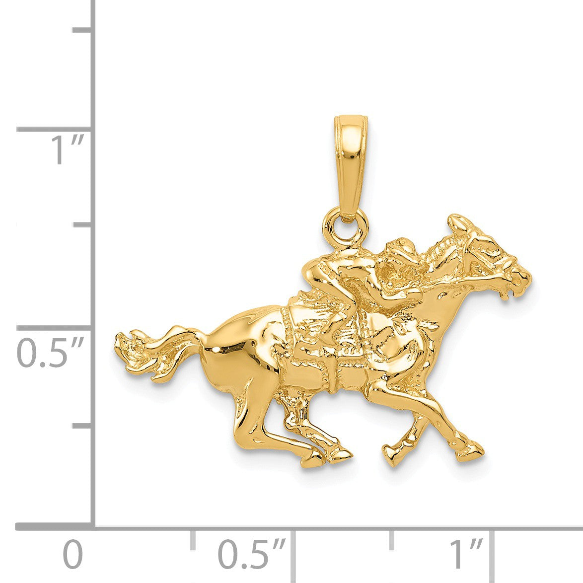 Alternate view of the 14k Yellow Gold Race Horse and Jockey Pendant by The Black Bow Jewelry Co.