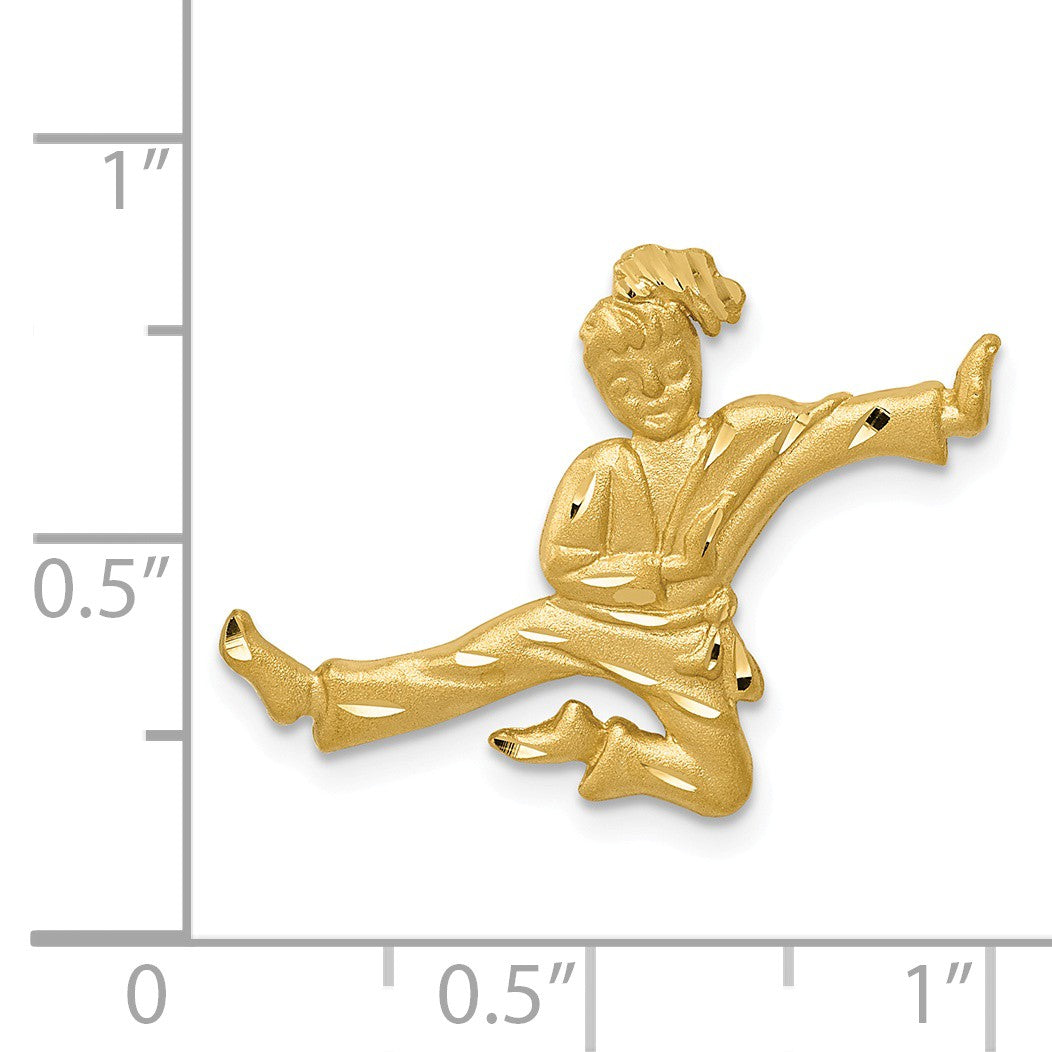Alternate view of the 14k Yellow Gold Female Karate Kicker Pendant by The Black Bow Jewelry Co.