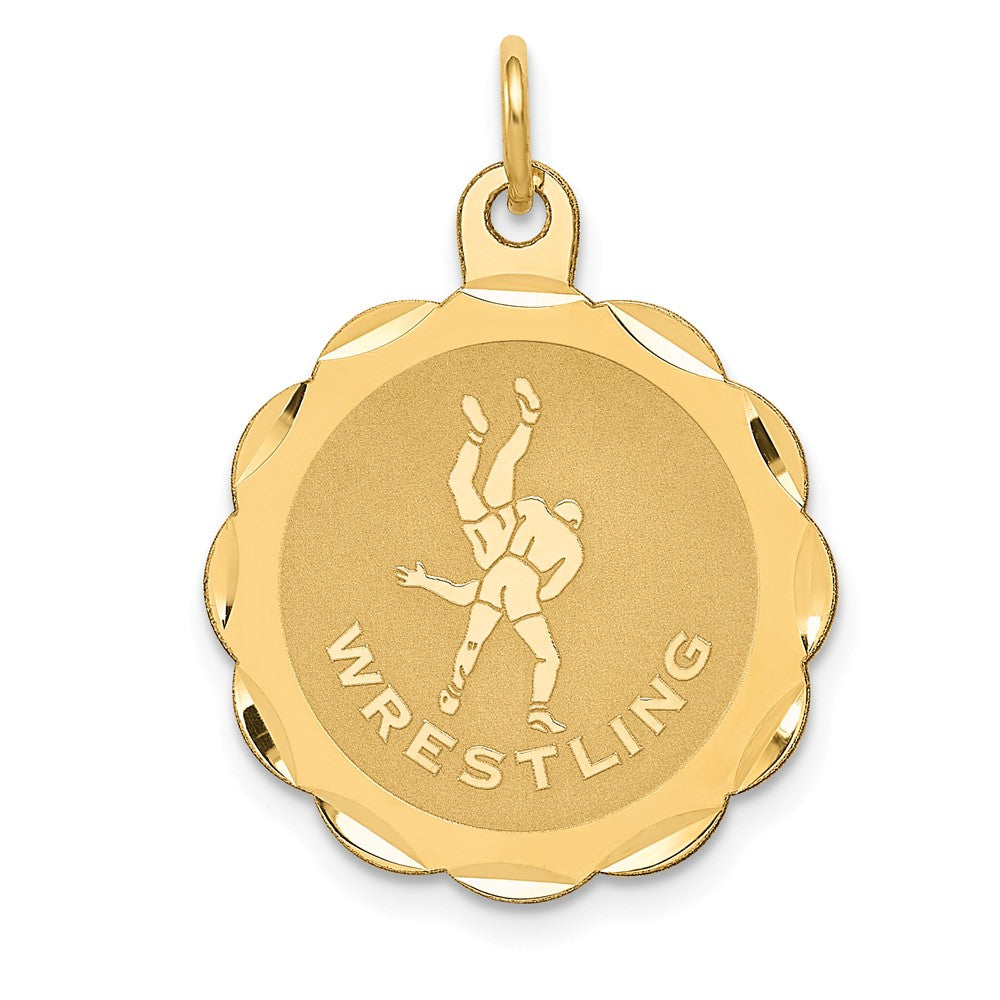 14k Yellow Gold Wrestling Disc Pendant, 20mm, Item P11423 by The Black Bow Jewelry Co.