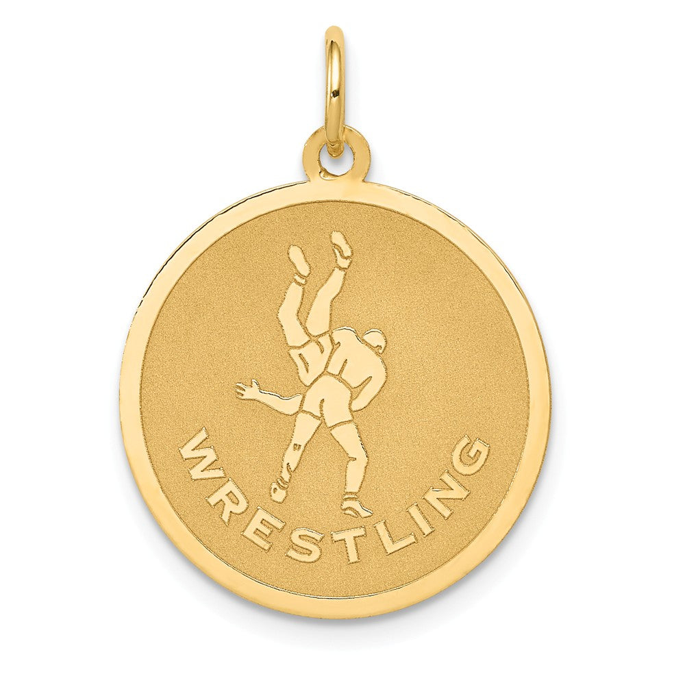 14k Yellow Gold Wrestling Disc Pendant, 19mm, Item P11424 by The Black Bow Jewelry Co.