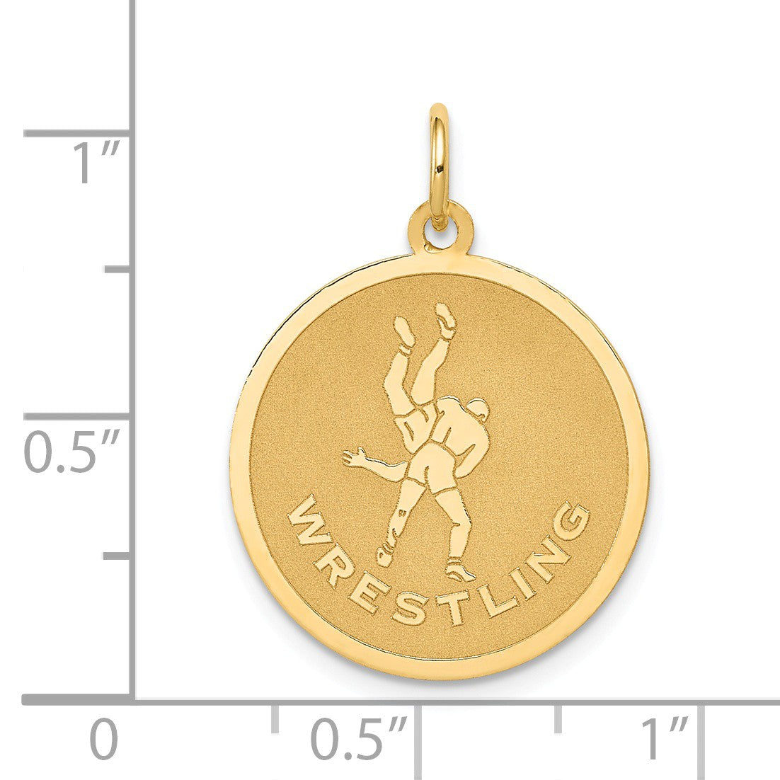 Alternate view of the 14k Yellow Gold Wrestling Disc Pendant, 19mm by The Black Bow Jewelry Co.